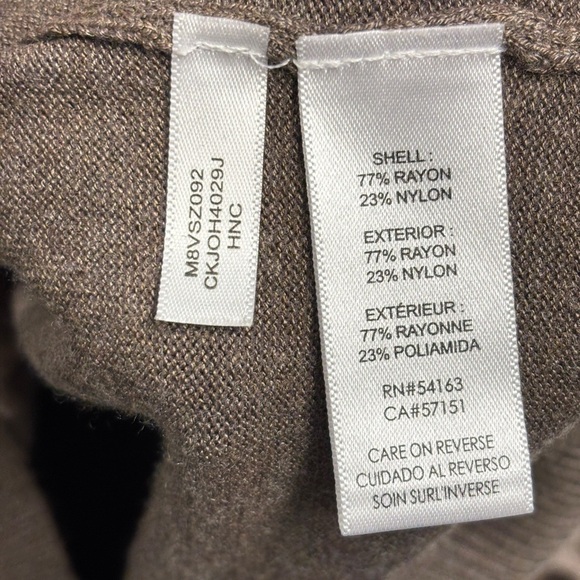 Calvin Klein Nude Tan Brown Cream Turtleneck Sweater Striped Color Block S - Picture 4 of 7